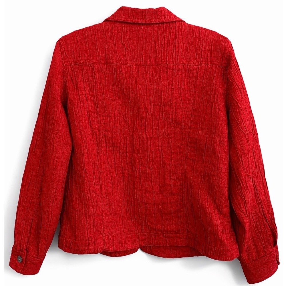 Ruby Rd Womens Red Crinkle Texture Button Front J… - image 4